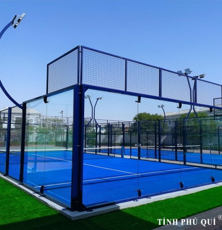 Làm chung mặt sân padel tennis - pickleball cao cấp 9 lớp sơn có 10% Hạt Cao Su TopSports nhựa nóng